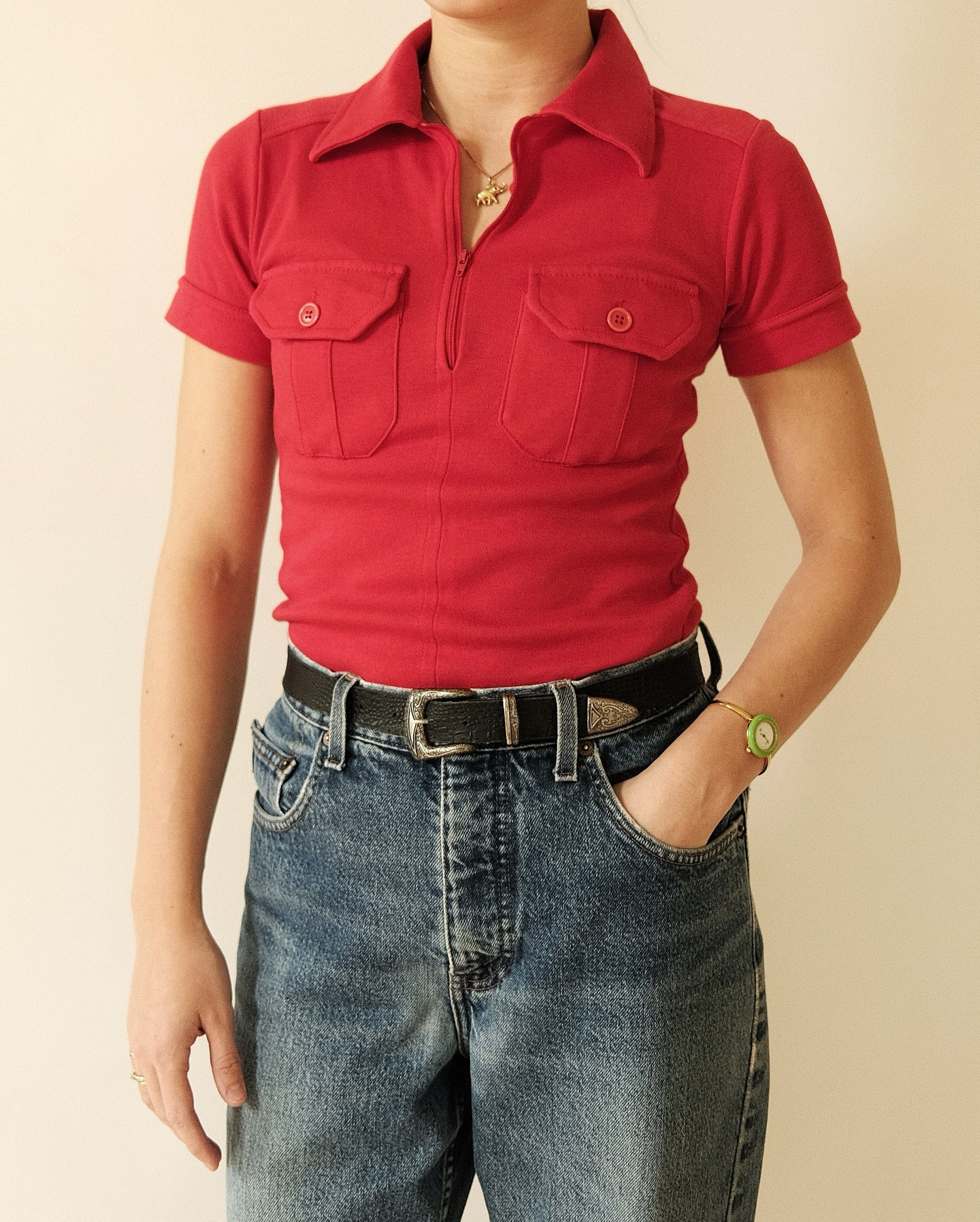1970s - Red Woman's Polo - (W)XS - 5