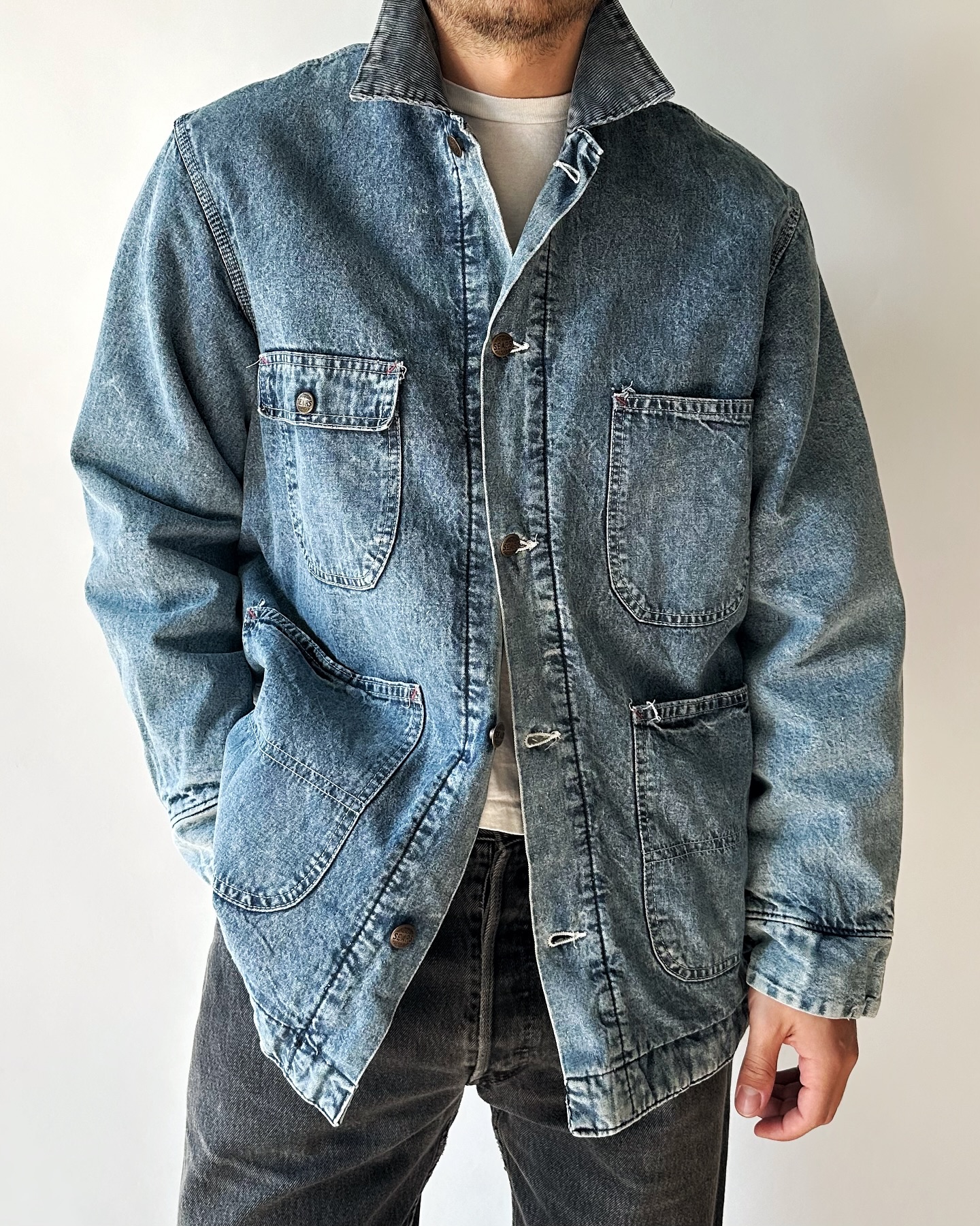 1980s - Denim Utility Jacket - (W)M - 8