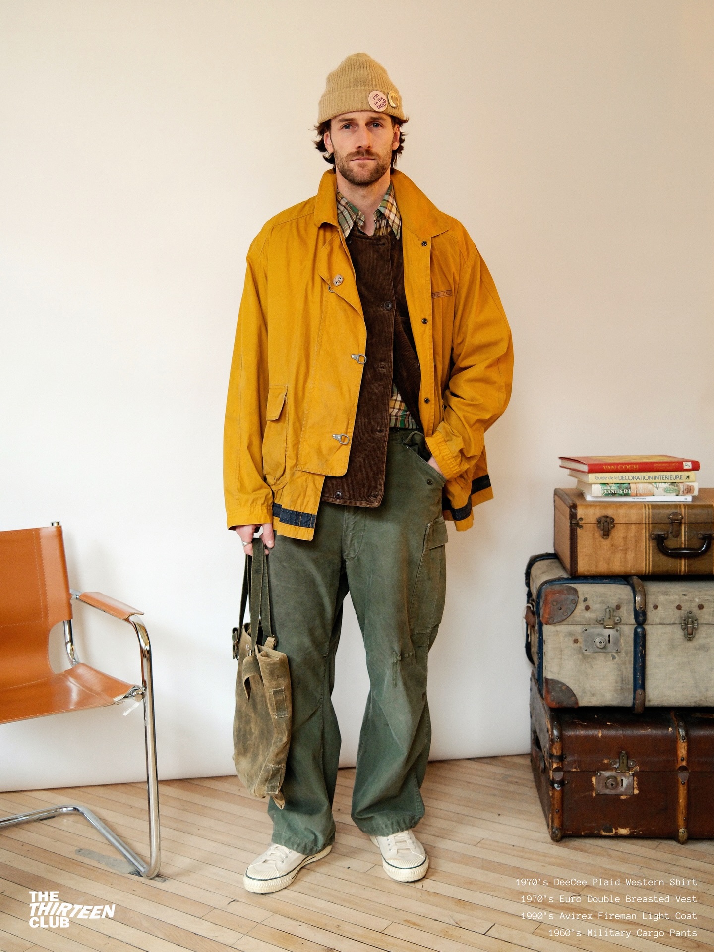 1990s - Yellow Quilted Fireman Coat - M - 8