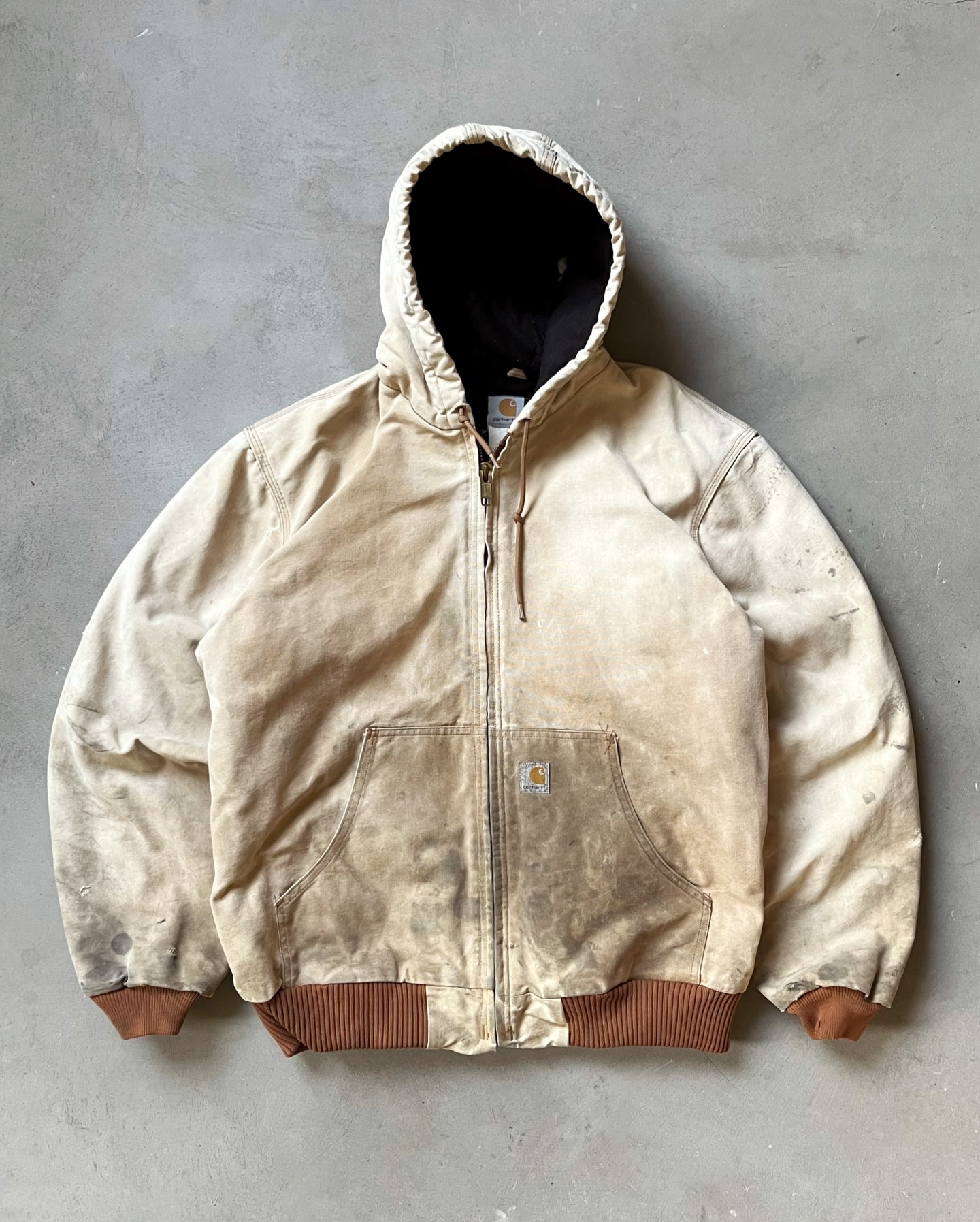 1990s - Distressed Red Carhartt Zip Up Hoodie - M - 7