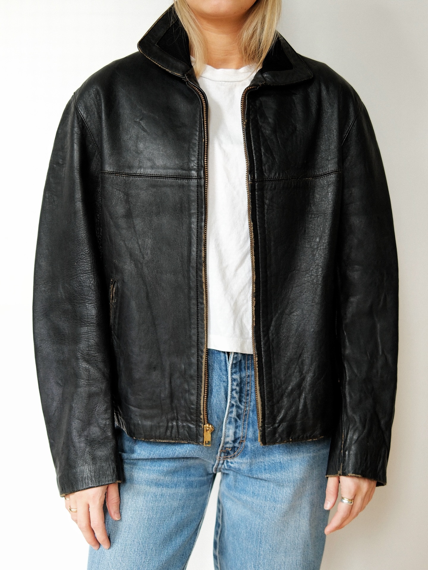 1940s - Black German Motorcycle Leather Jacket - L - 11