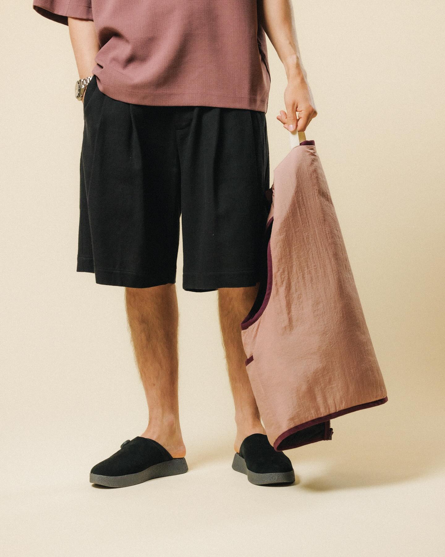 Merely Made - Premium Dobby Cotton Wide Shorts - Cappuccino - 7