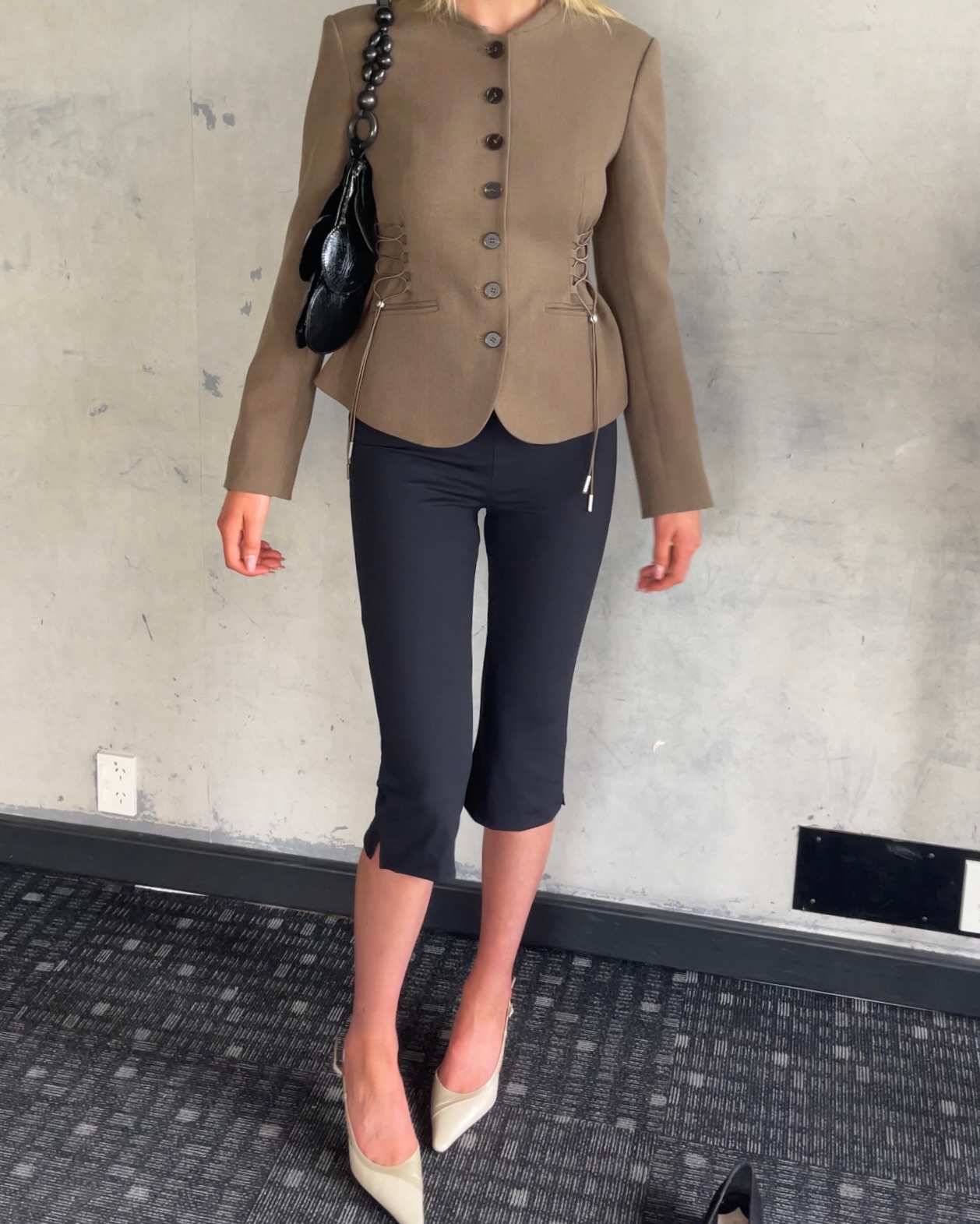 Tailored Cinch Blazer | Khaki Brown Melange - 7